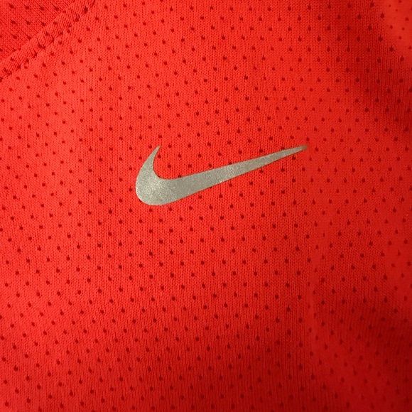 Nike Women's Bright Red Long Sleeve Running Tee - Picture 3 of 6
